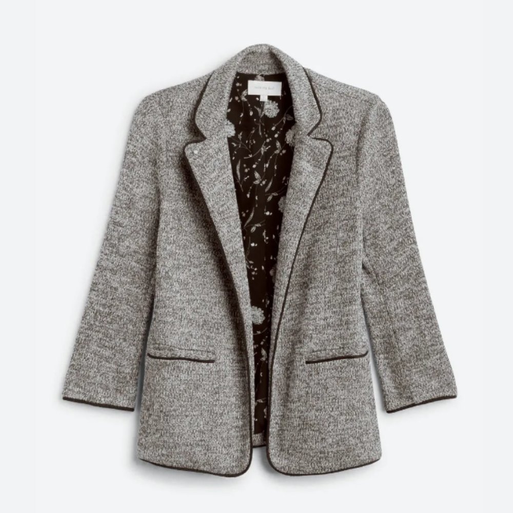 Alanna Textured Knit Blazer - Skies Are Blue, Stitch Fix, colorful floral lining